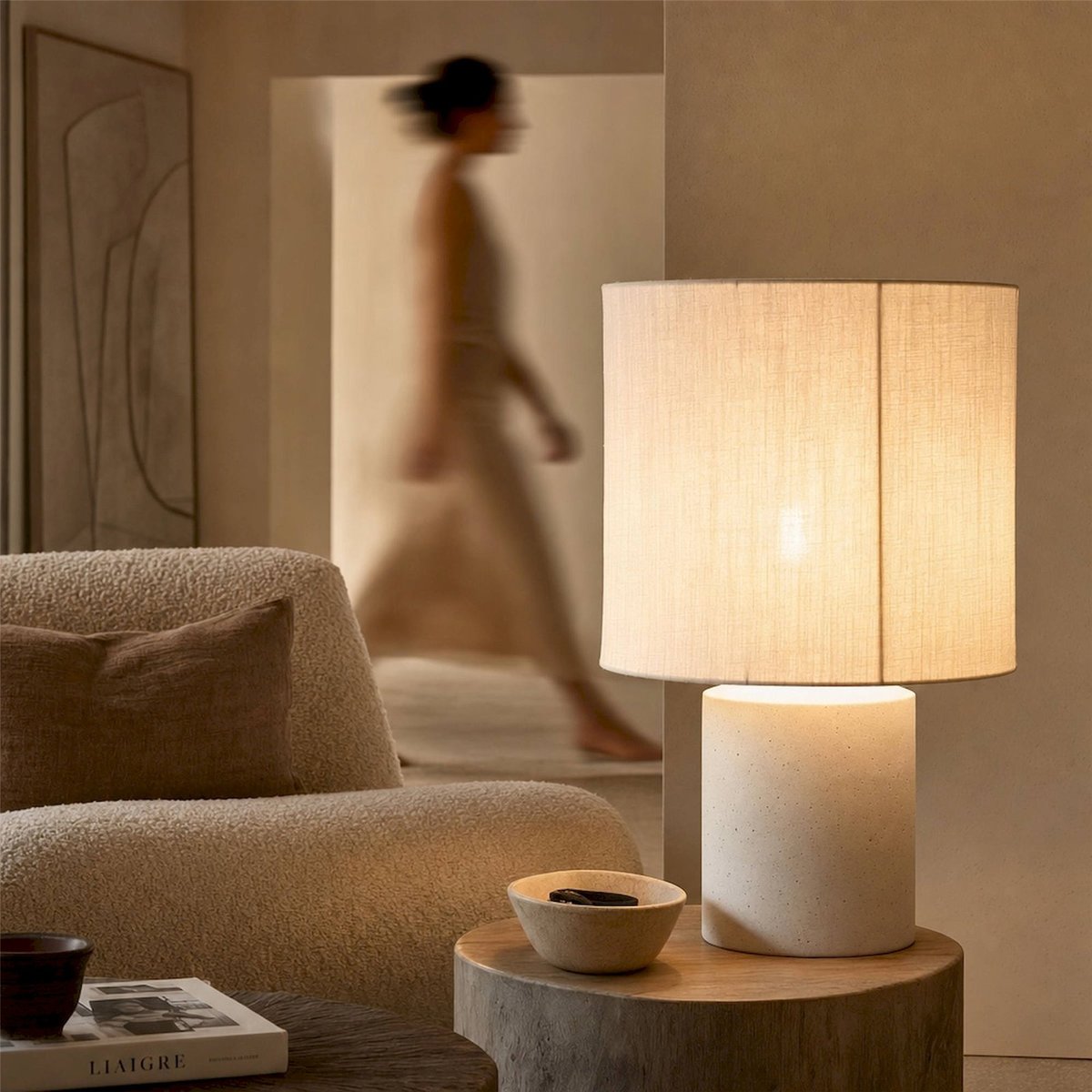 Lampe de table en ciment blanc, RECOLLECTION
