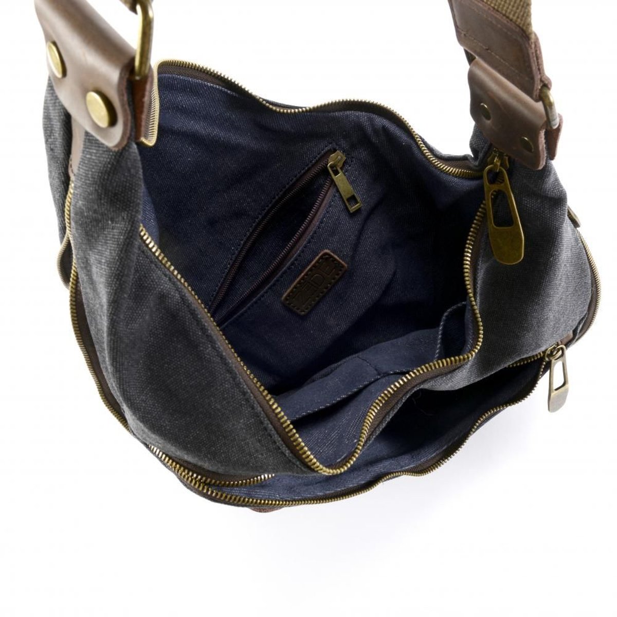 Sac à main en cuir italien et toile ANGERS noir, OH MY BAG