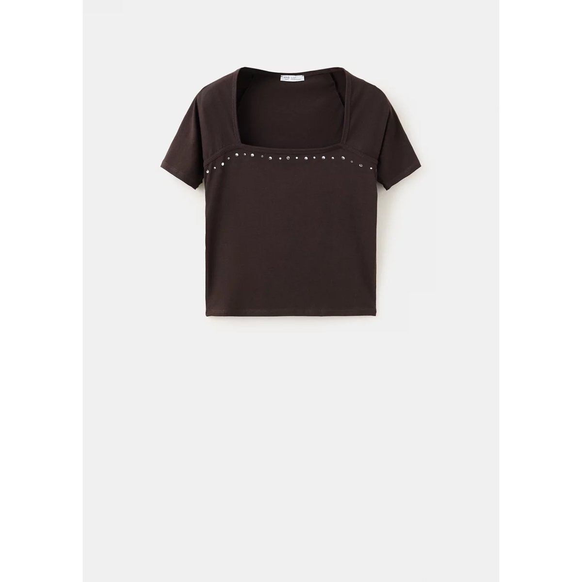 T-shirt détail clous marron, MANGO TEEN