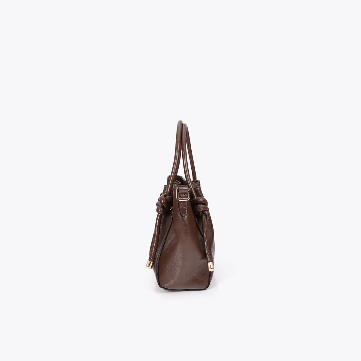 Sac à main avec noeuds décoratifs à logo métallique chocolat, LOLA CASADEMUNT