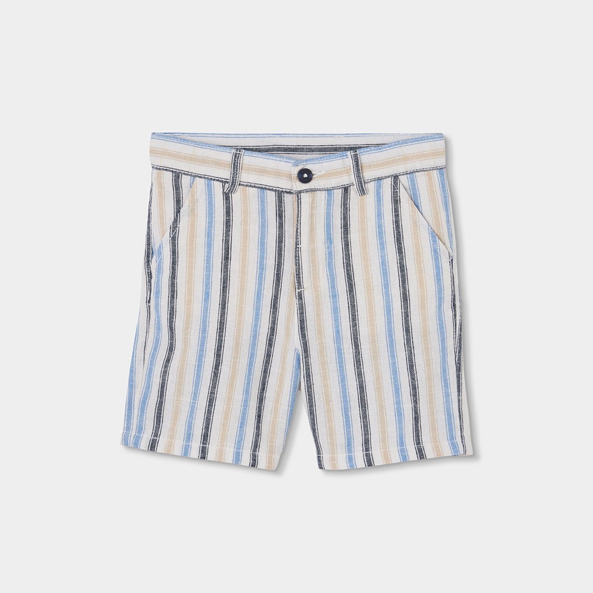 Short garçon lin à rayures multicolore, BOBOLI
