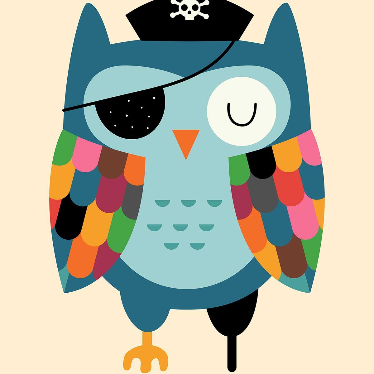 Tableau capitaine hibou toile imprimée, HEXOA