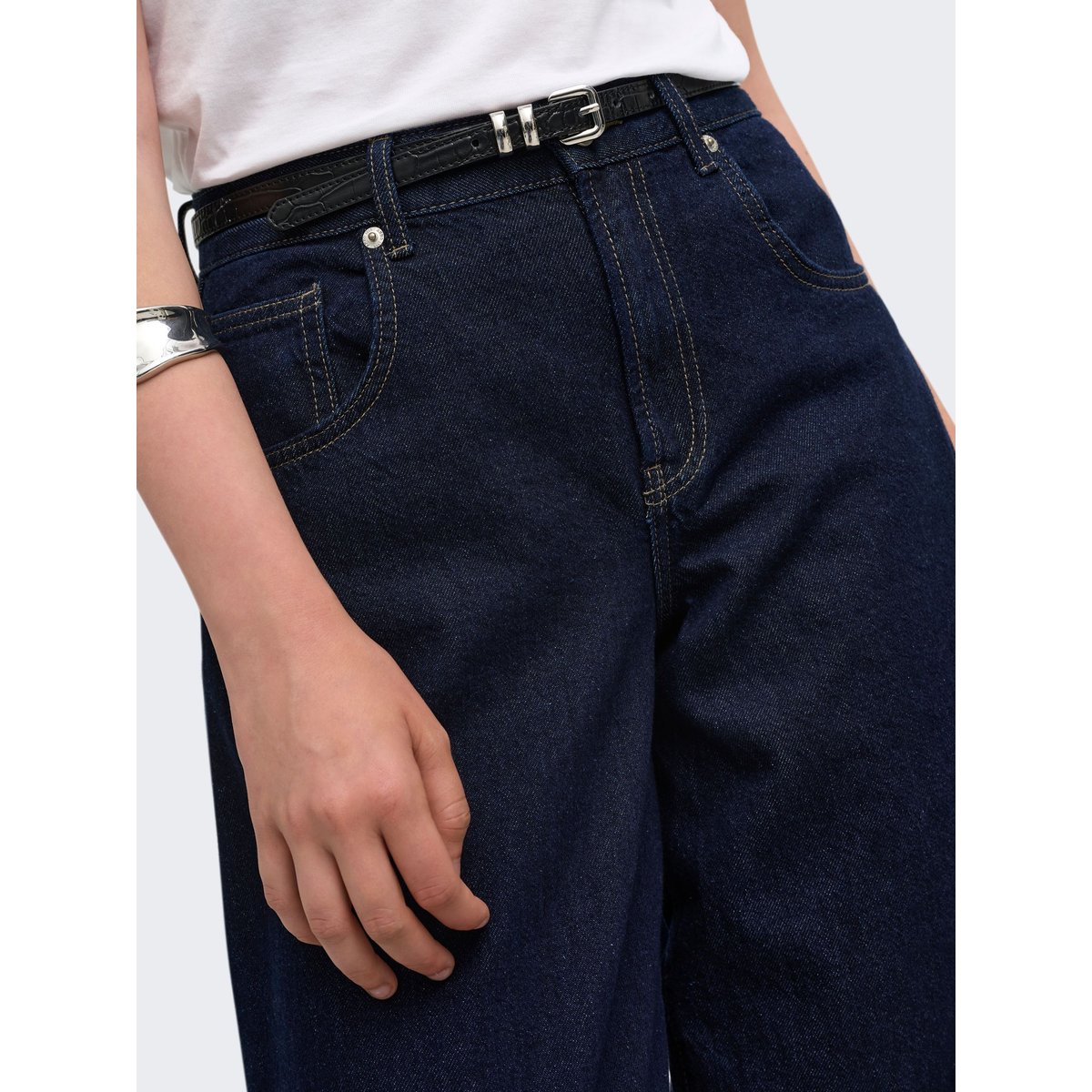 Jean À Jambe Large dark blue denim, ONLY