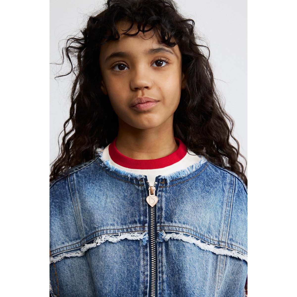 Veste en jean à carreaux bleu clair, DESIGUAL