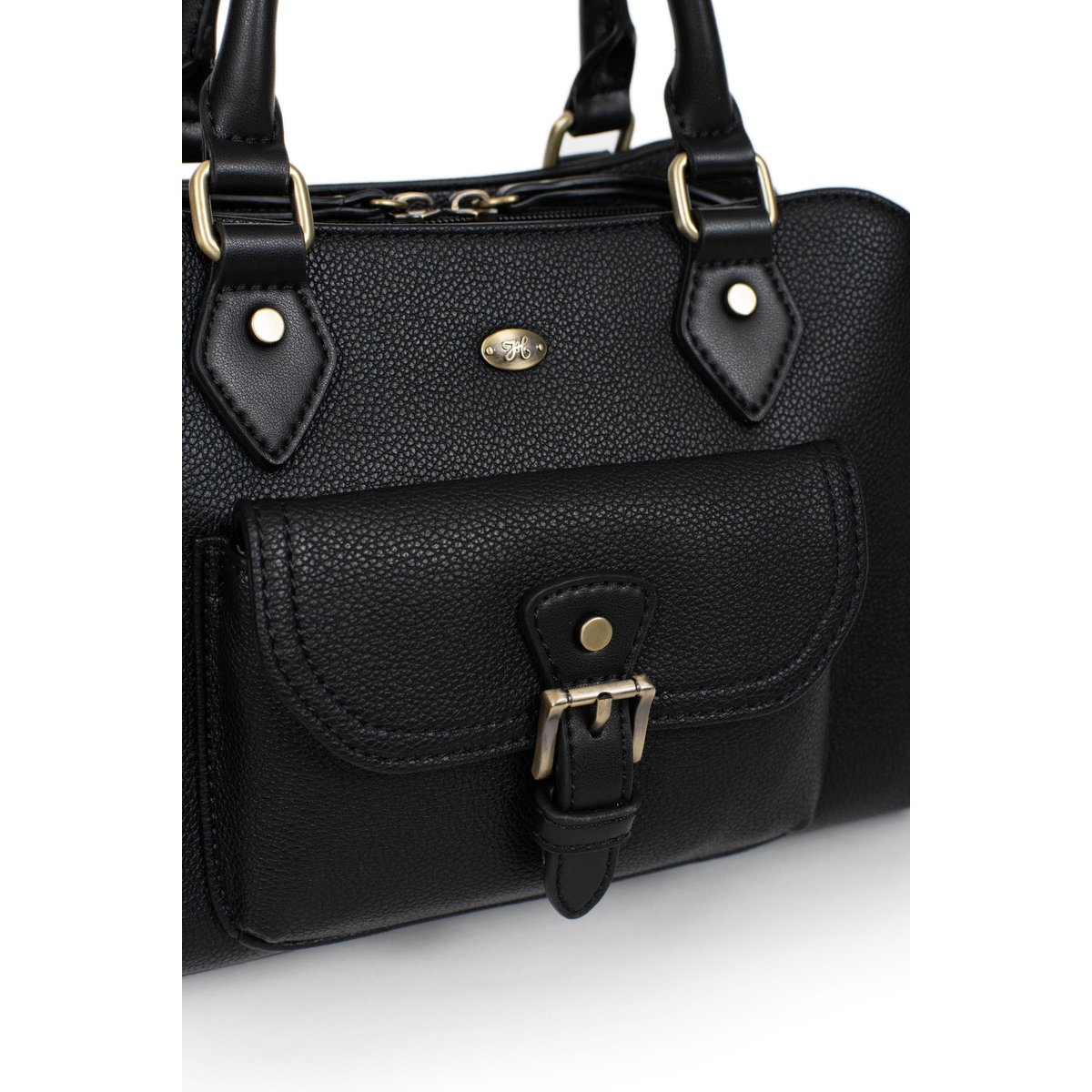 Sac porté main 2 poignées RONDA noir, HEXAGONA
