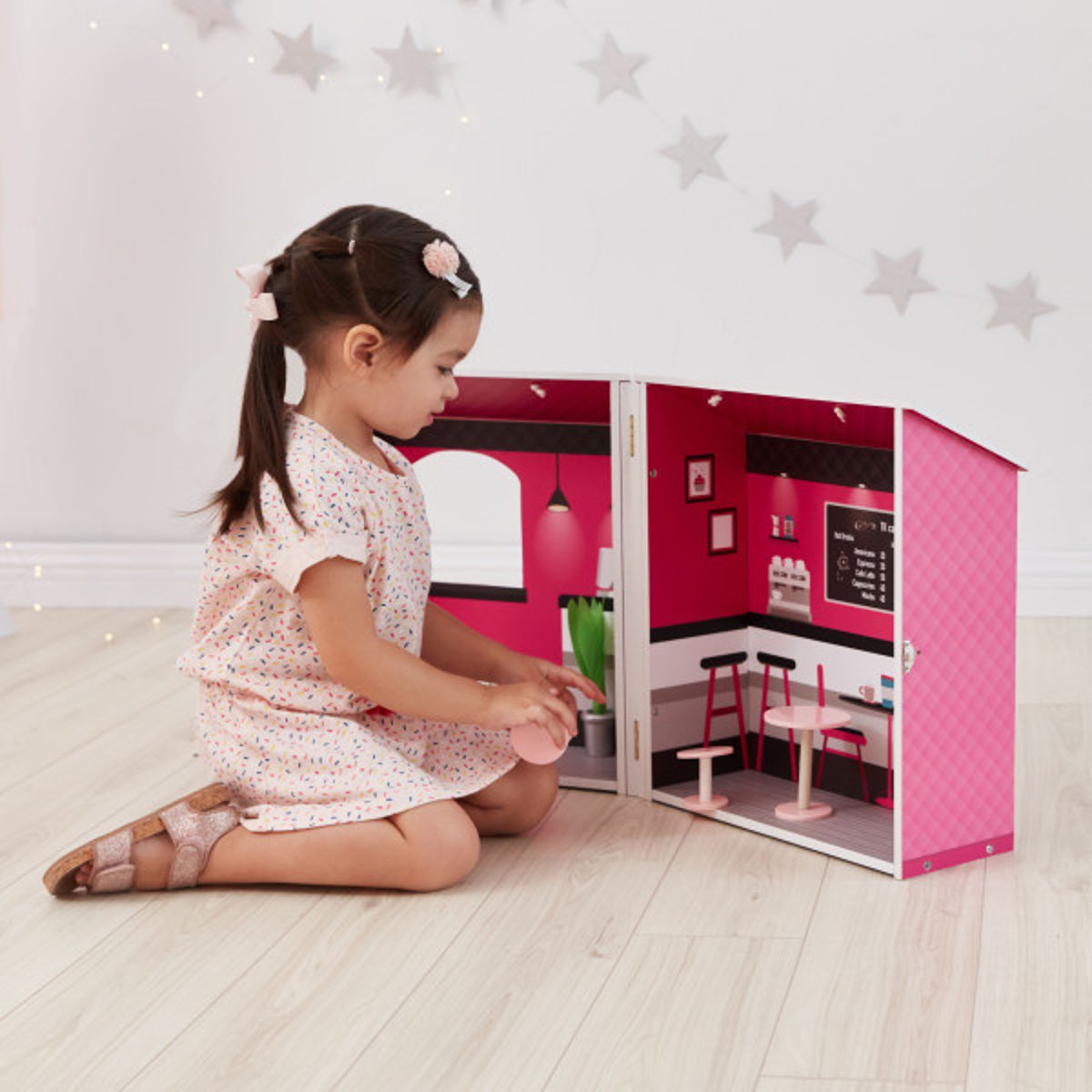 Maison Poupée Bois City Café DREAMLAND rose, TEAMSON KIDS