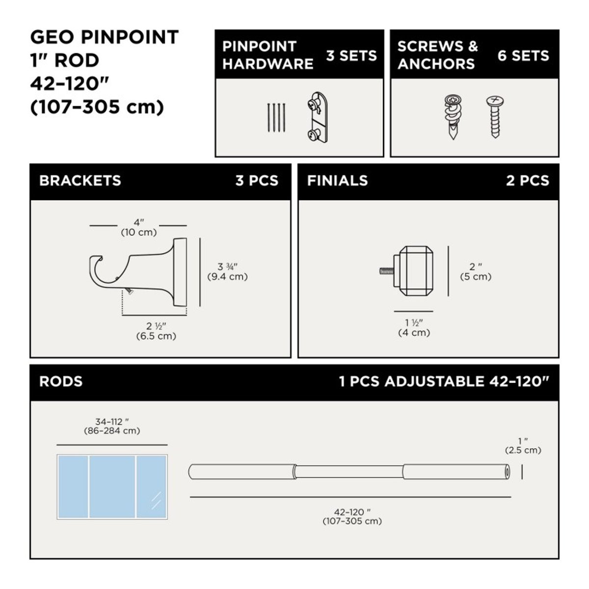 Tringle à rideaux sans perçage Geo Pinpoint argent, UMBRA