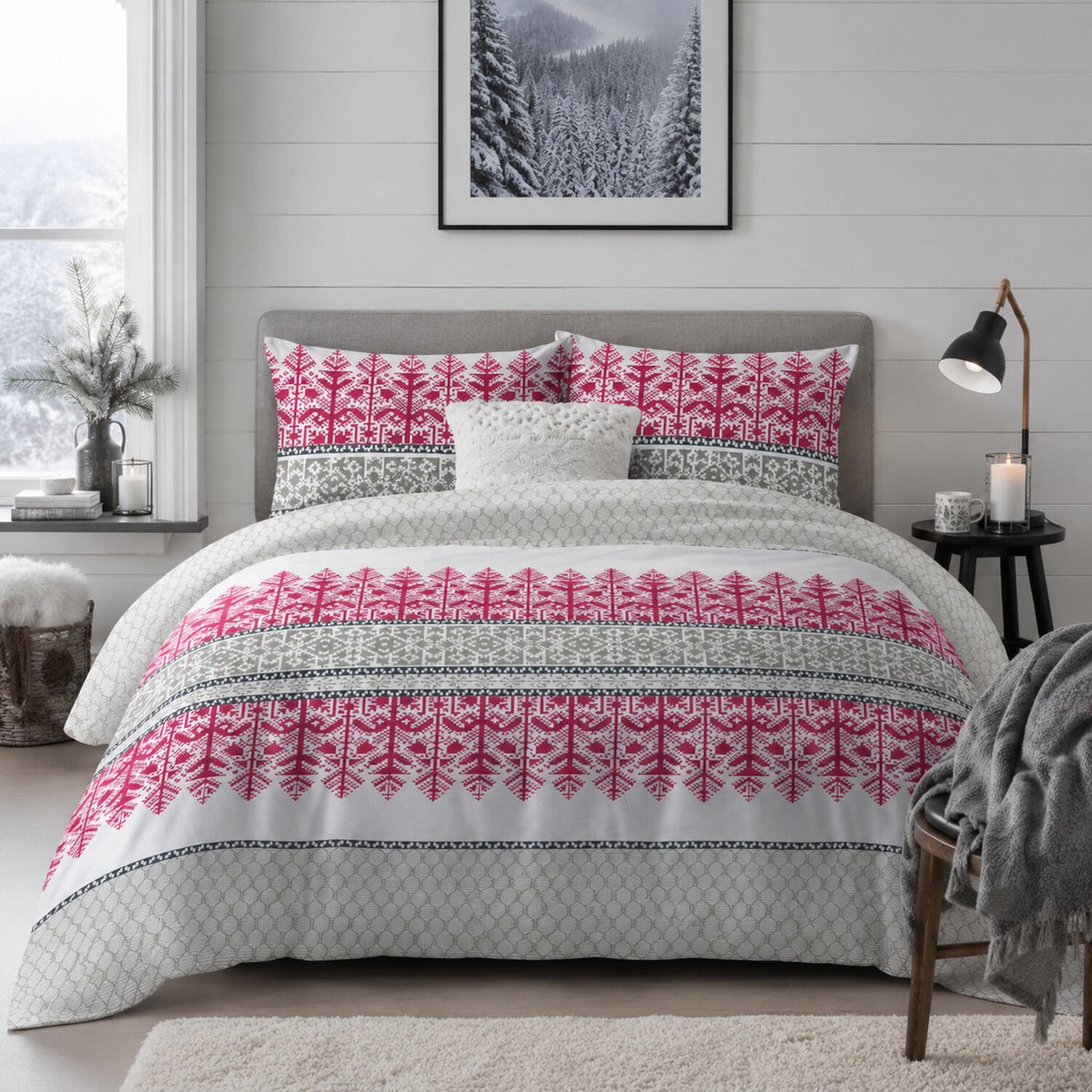 Parure housse de couette en coton imprimée, Halti multicolore, C DESIGN HOME TEXTILE