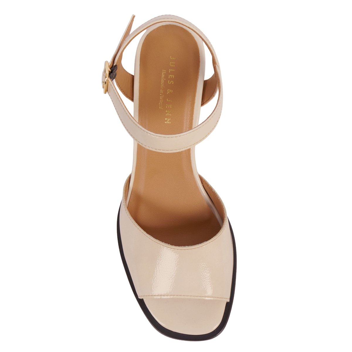 Sandales talon Anouk cuir vernis crème, JULES & JENN