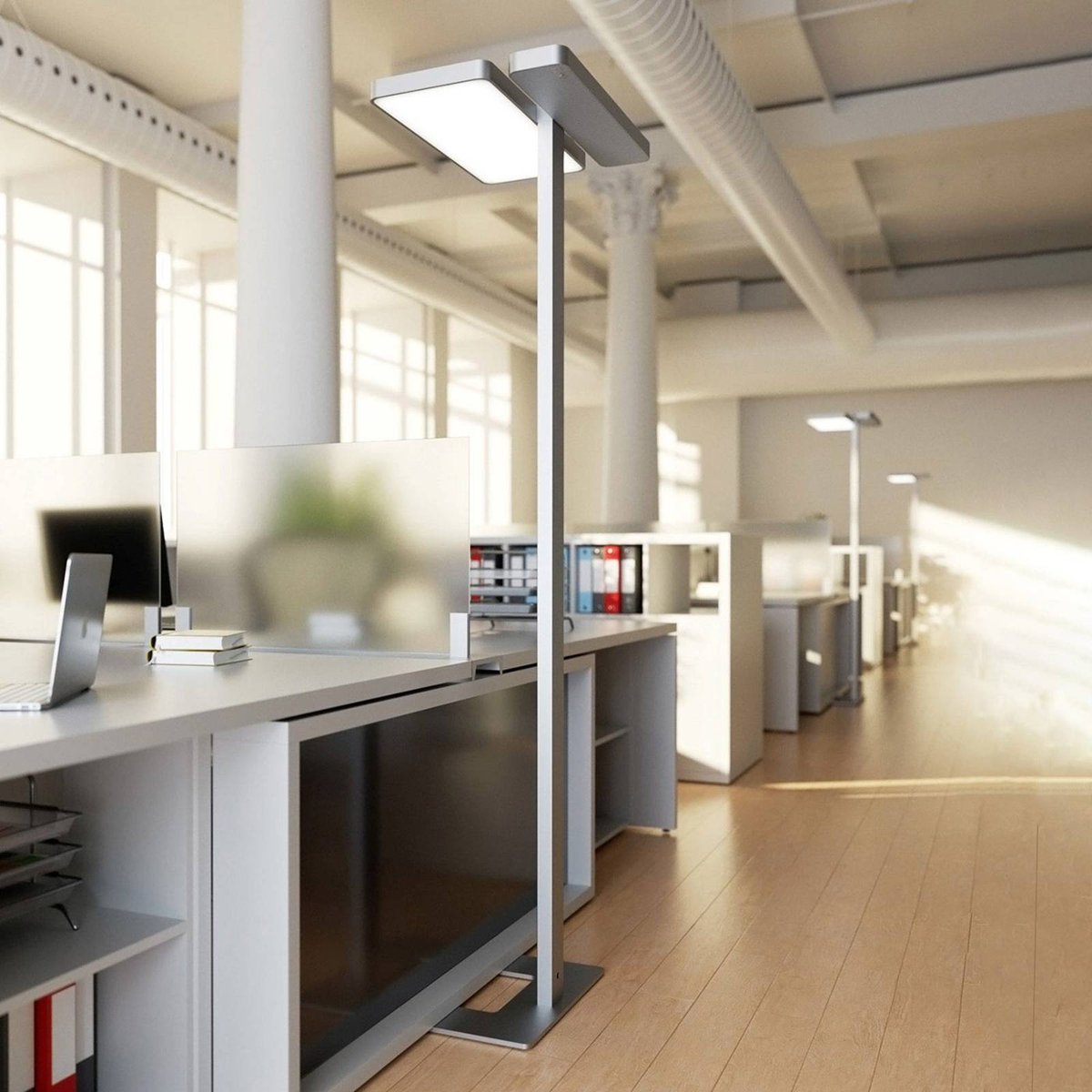 Lampadaires de bureau en aluminium moderneLED argent, blanc, ARCCHIO