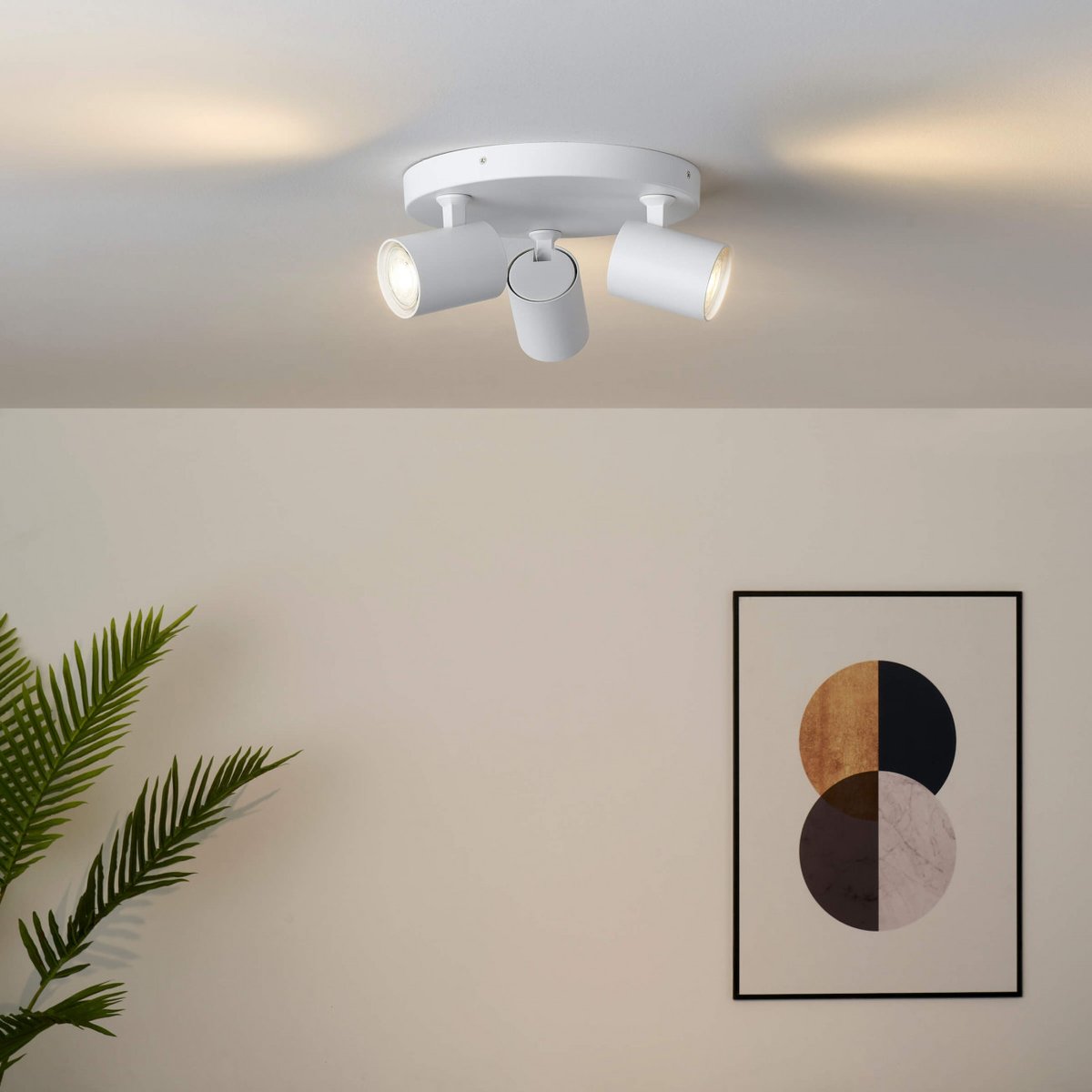 Plafonnier triple spot LIMA blanc, KOSILUM