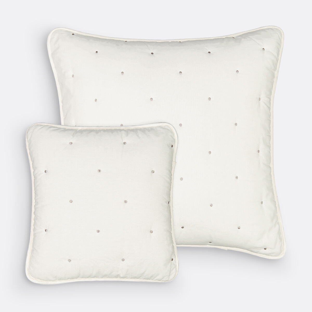 Housse de coussin matelassé coton carrée, Aéri ecru/galet, LA REDOUTE INTERIEURS