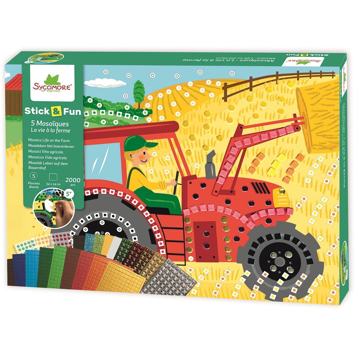 5 Maxi mosaïques La vie à la ferme vert, SYCOMORE