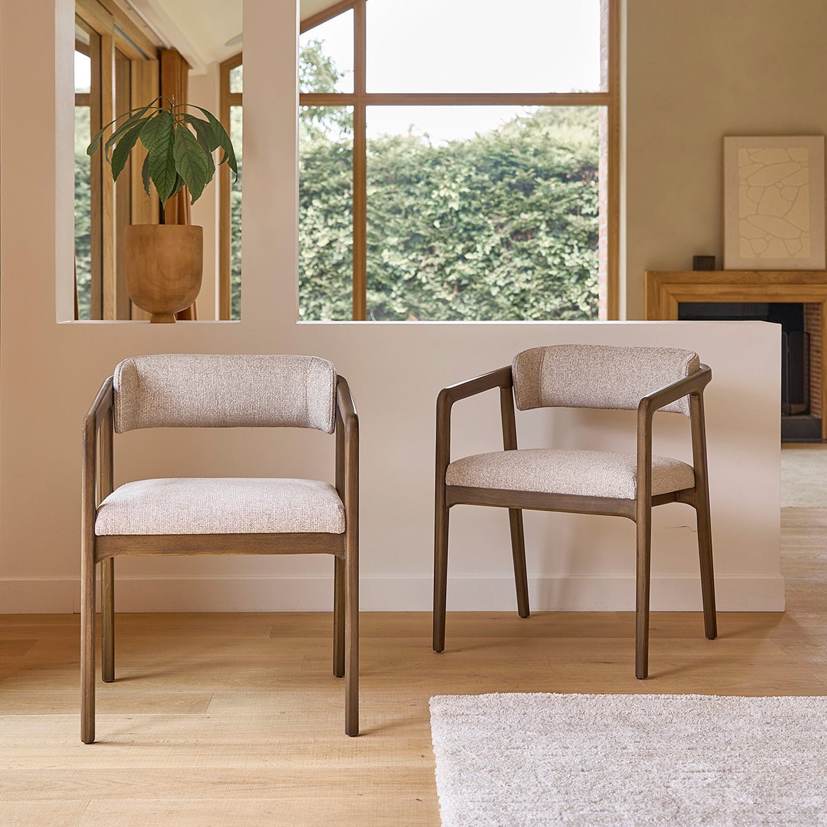 Lot de 2 chaises en bois massif et tissu texturé ÉLOI beige_chine, BERAH GETAH