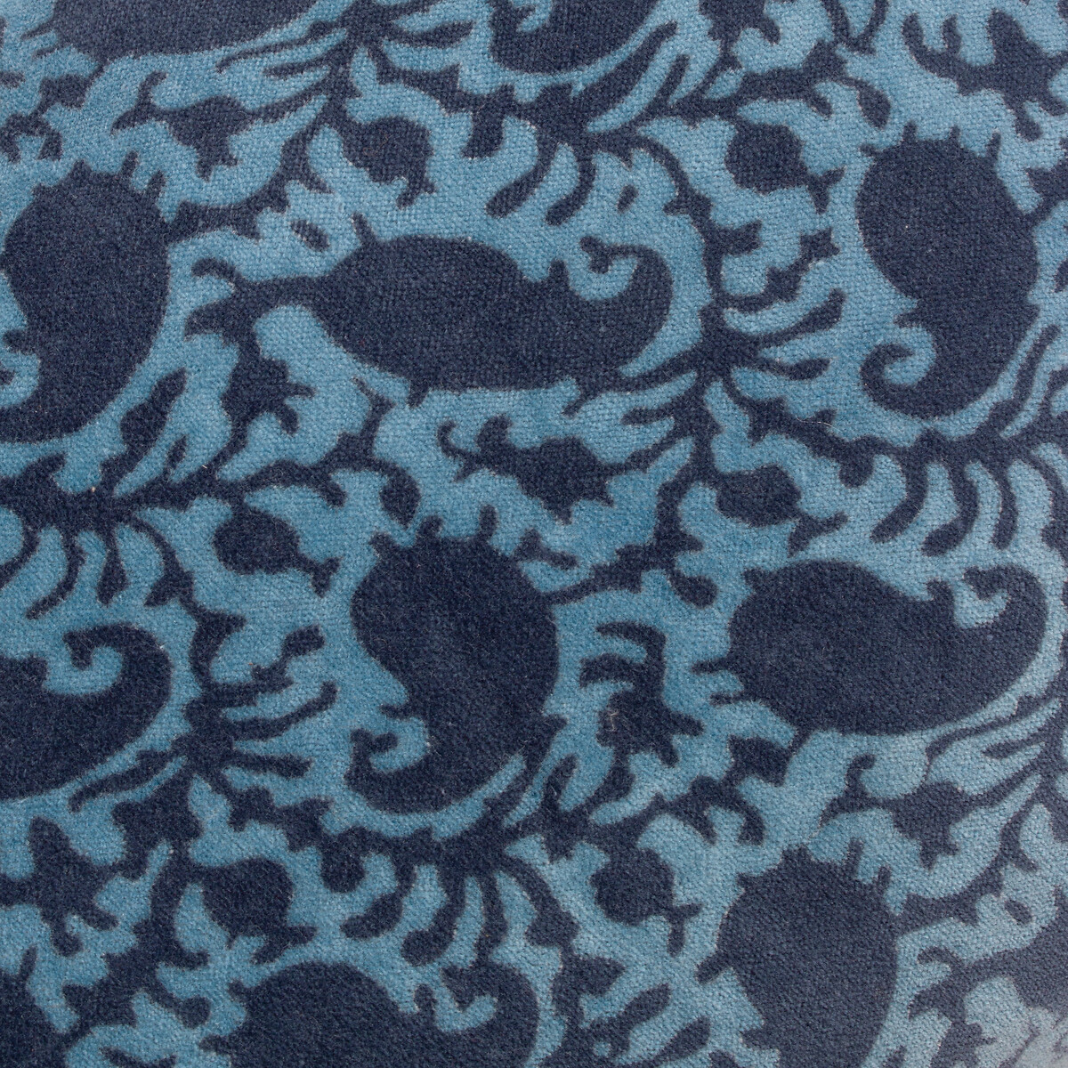 Boteh Printed Velvet Cushion blue, PAOLETTI