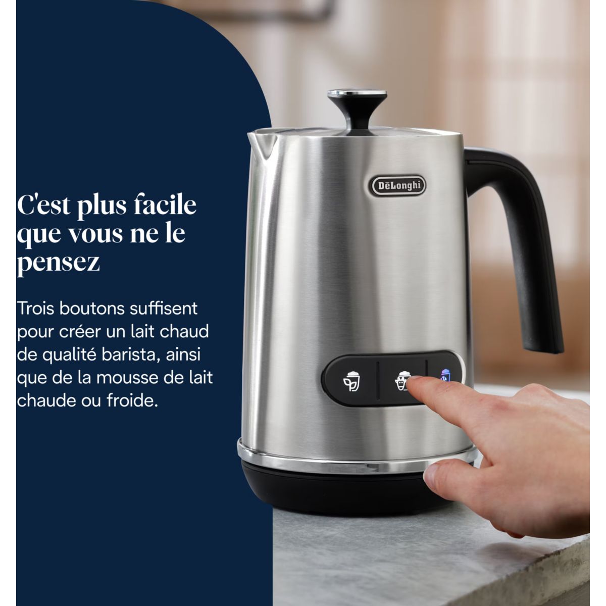 Mousseur à lait LatteMix Métal EMF3.M couleur unique, DELONGHI