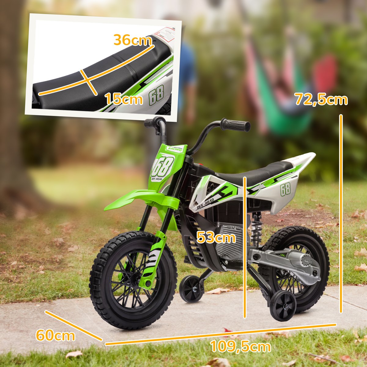 Moto électrique à conducteur assis PP Vert vert, AIYAPLAY