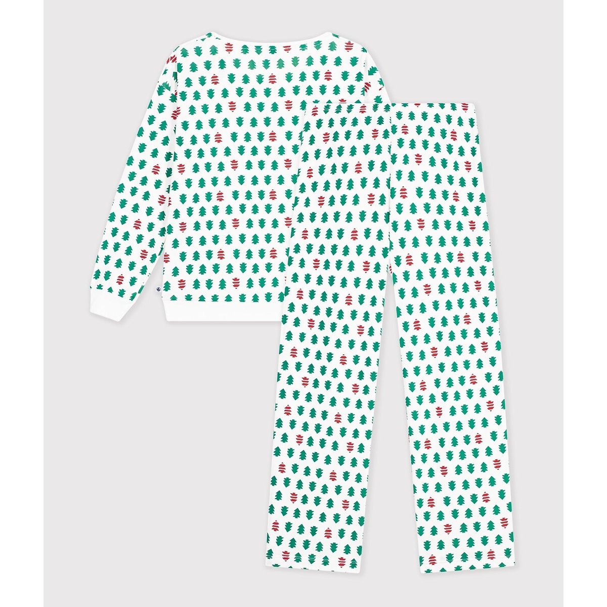 Christmas Print Cotton Pyjamas white/green/red, PETIT BATEAU