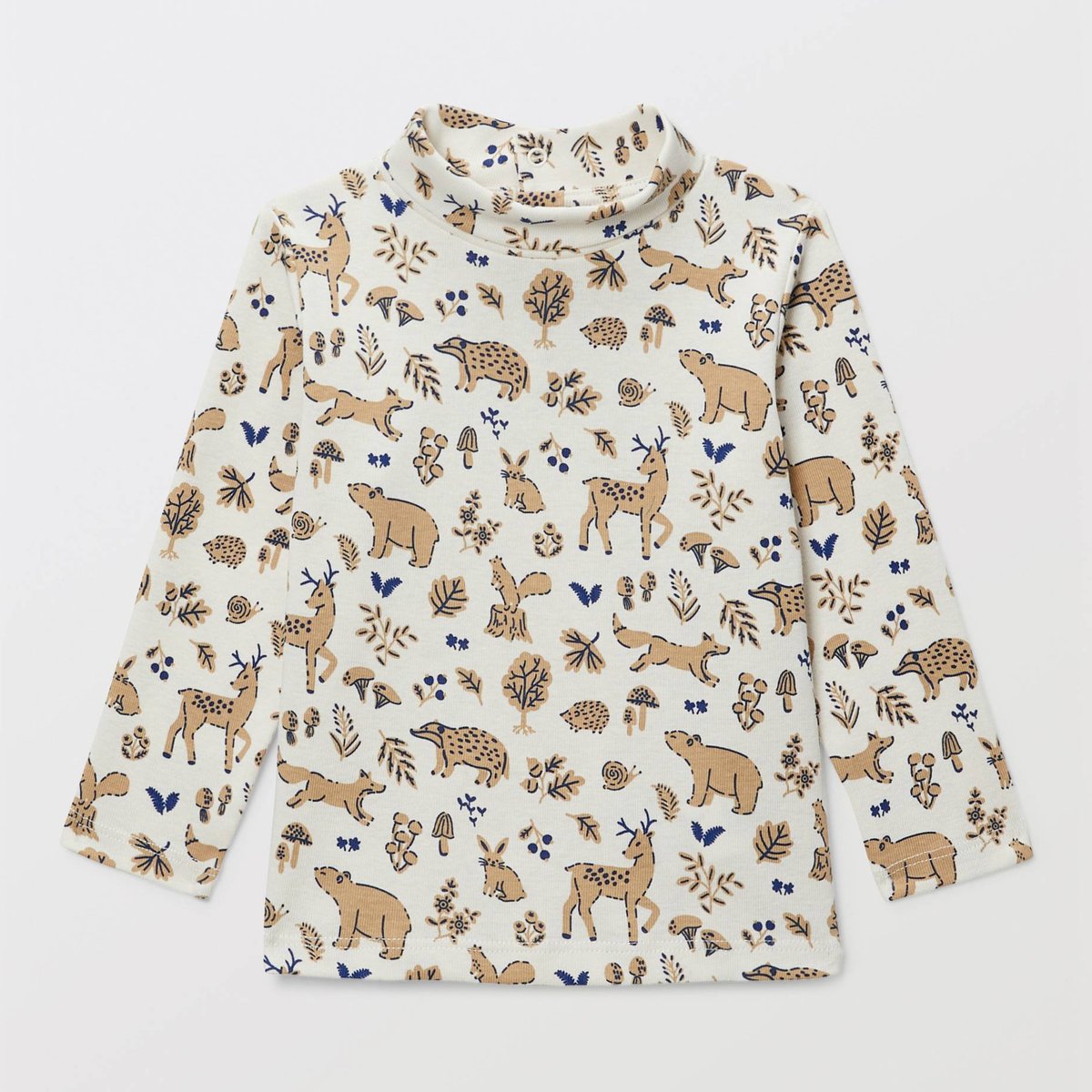 T-shirt manches longues col roulé imprimé en coton BIO GOTS naturel, BOUT'CHOU