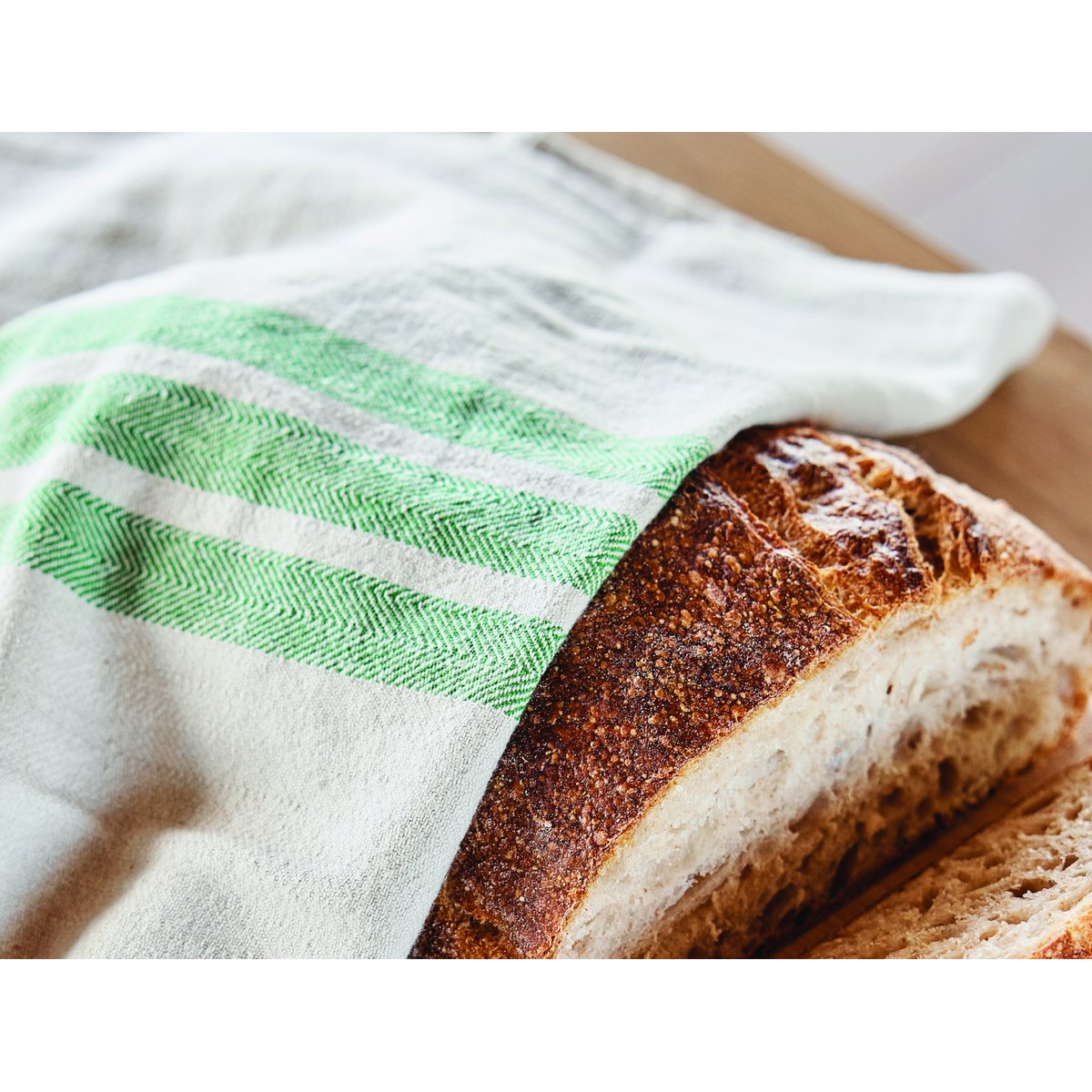 Lot de 2 serviettes en coton à rayures LIVING vert, OYOY LIVING DESIGN