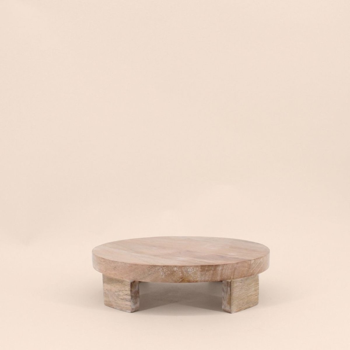 Plateau rond en bois sur pieds 25cm naturel, ORNAMI