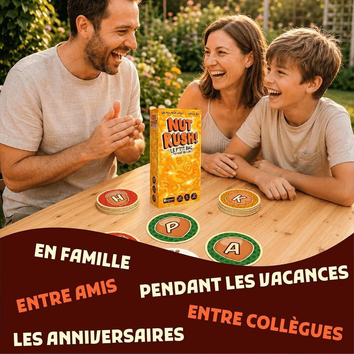 NUT RUSH ! jeu d'ambiance jaune doré, GIGAMIC