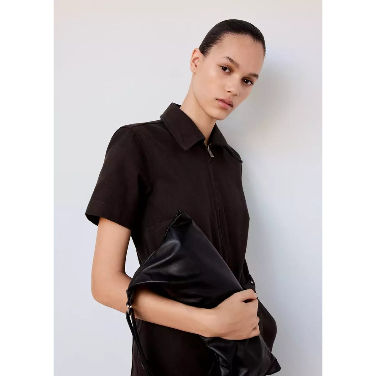 Combinaison jean ceinture chocolat, MANGO