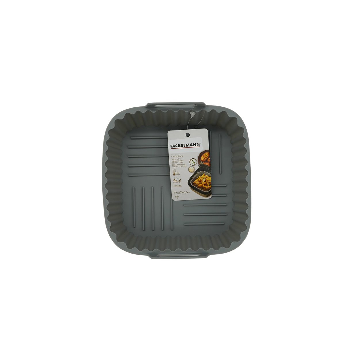 Moule pour air fryer carré en silicone gris, FACKELMANN