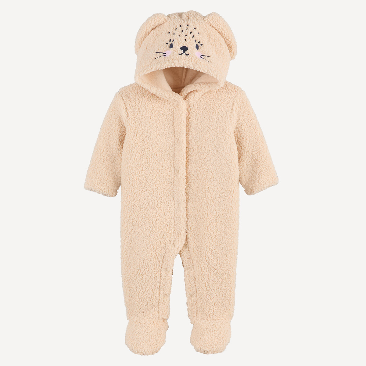 Surpyjama à capuche, motif lapin bélier, en sherpa beige, LA REDOUTE COLLECTIONS