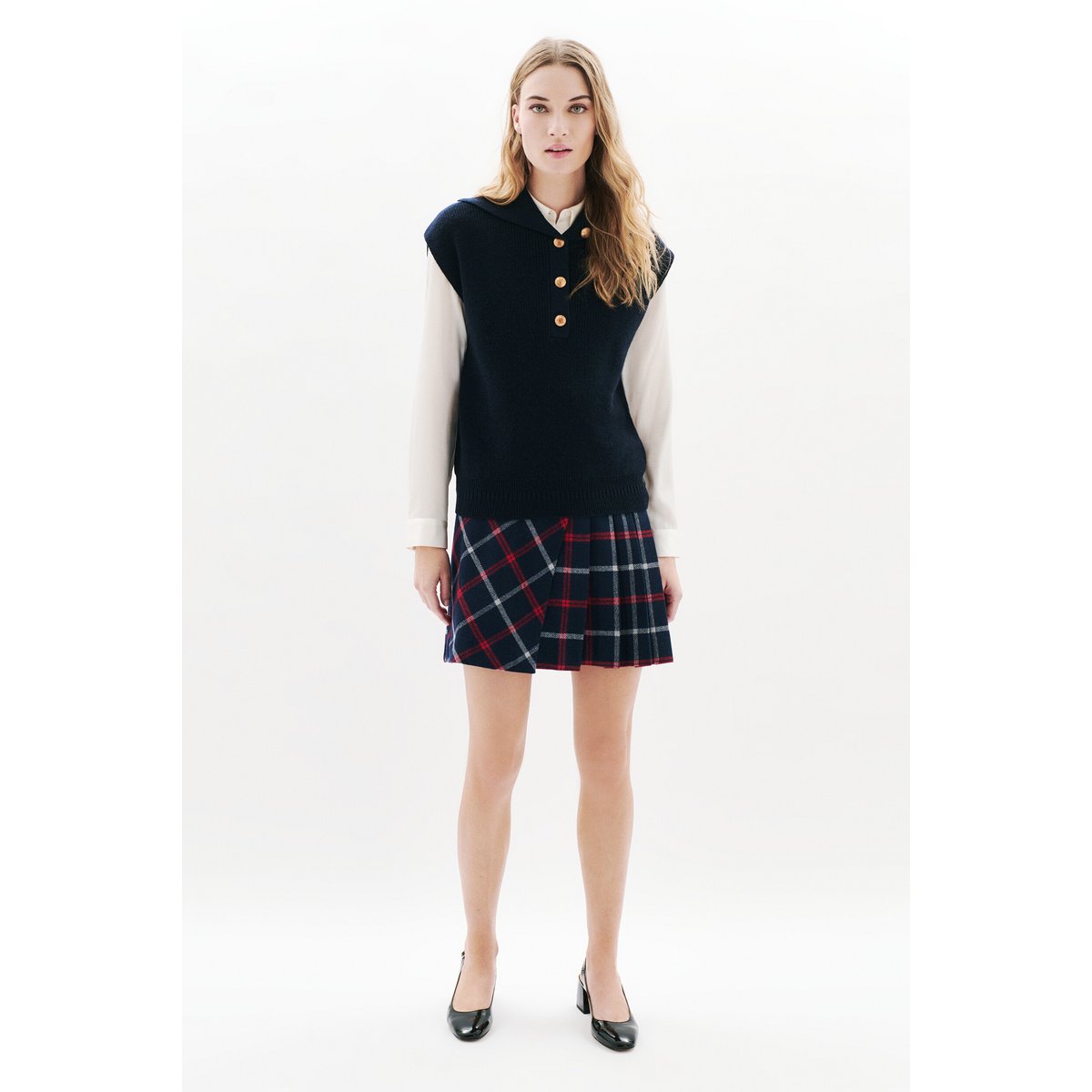 Pull droit sans manches MACY bleu marine, CAROLL