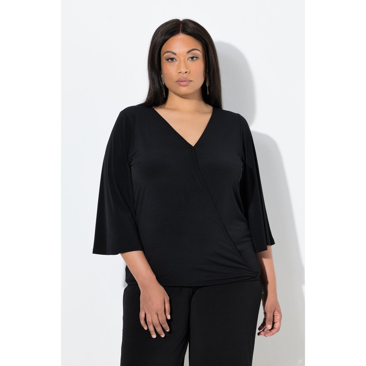 T-shirt à effet cache-cœur noir, ULLA POPKEN