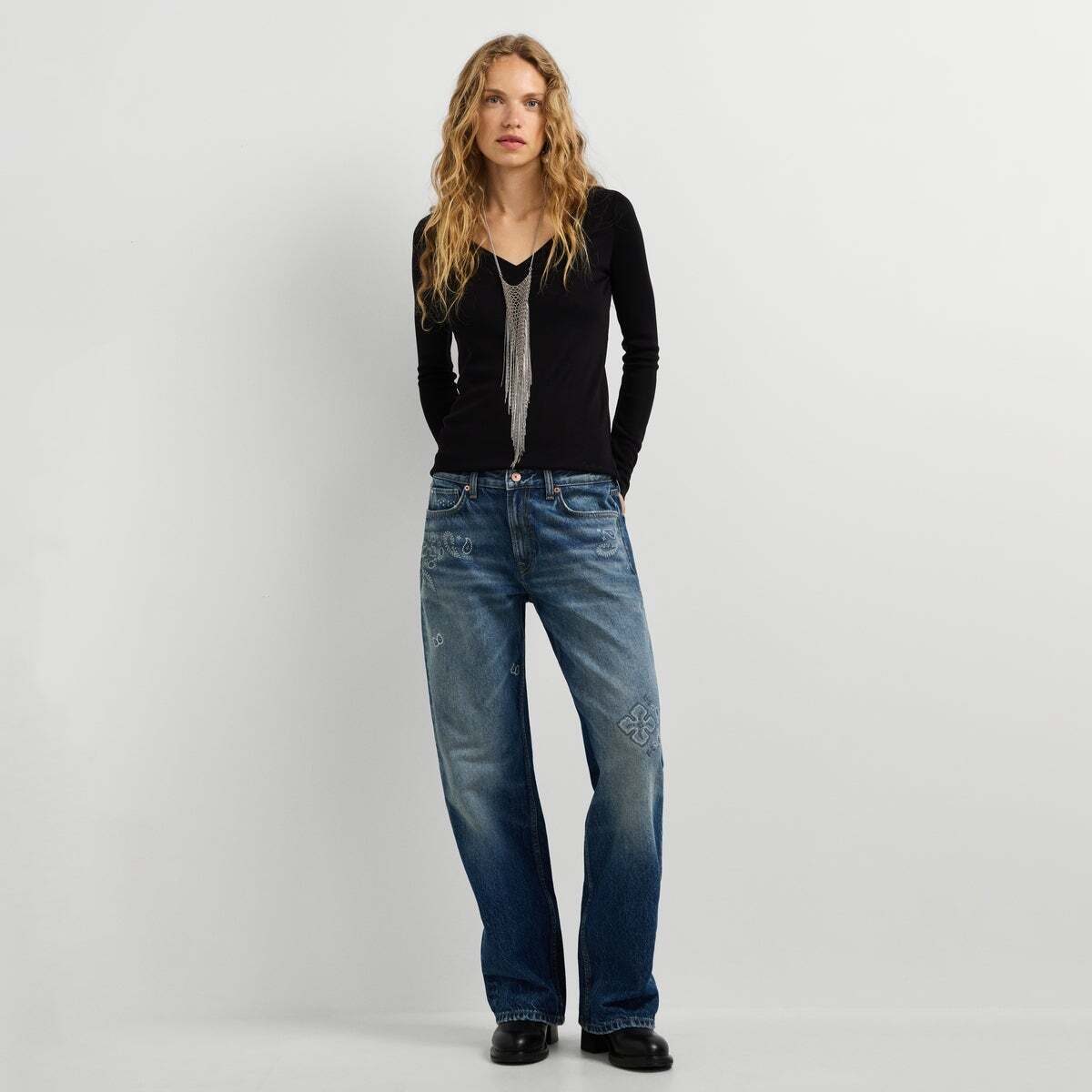 Nicky - Jean Coupe Large, Taille Basse 12oz bleu rigide denim, PEPE JEANS