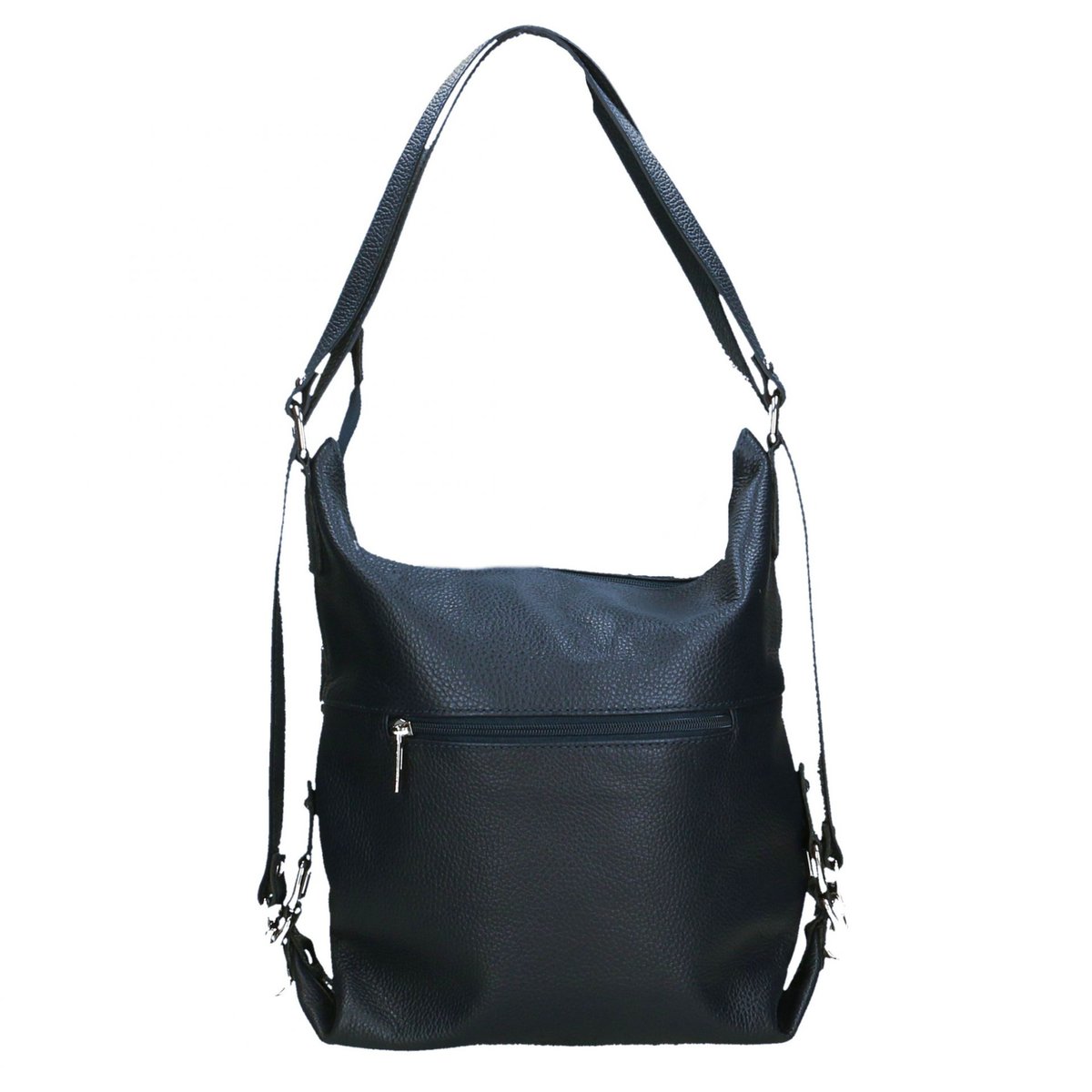 Sac à main en cuir grainé italien RIMINI bleu foncé, OH MY BAG