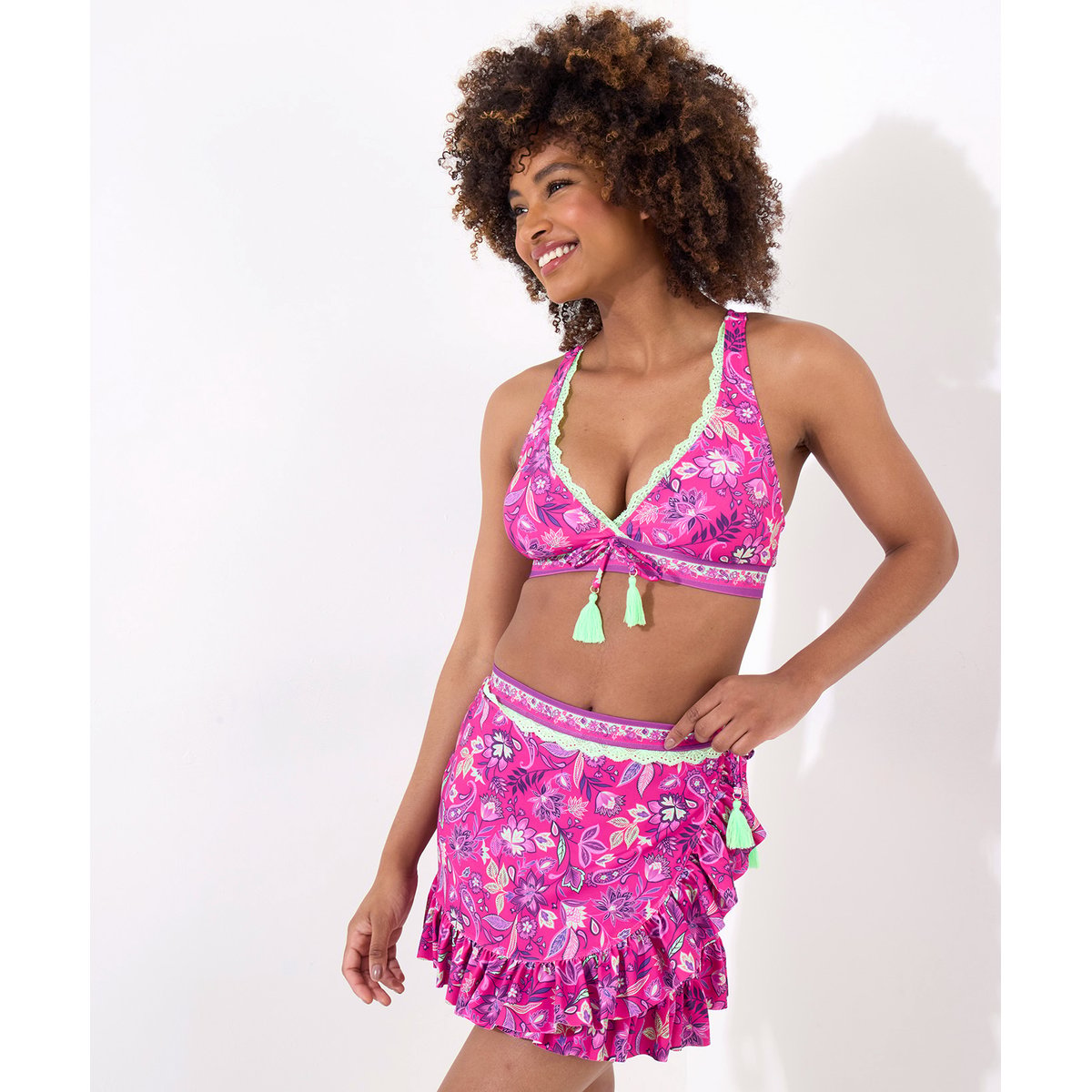 Jupe De Bain Froufroutante Dentelle Tropicale BORA BORA rose multicolore, JOE BROWNS