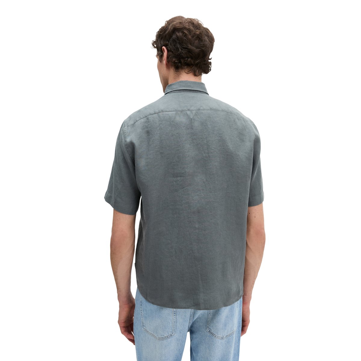 Chemise à manches courtes regular en pur lin gris foncé, MARC O'POLO