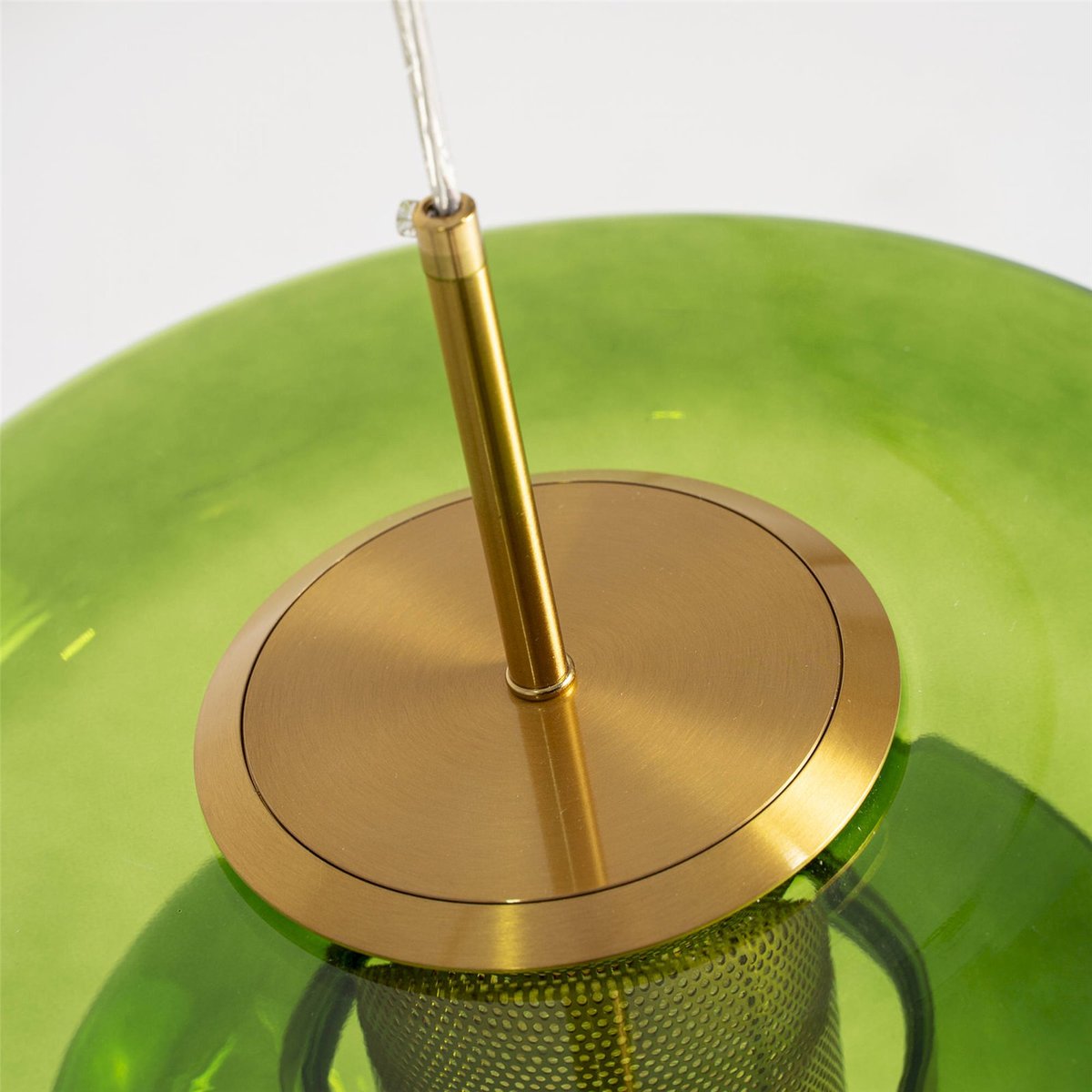 Lustre art déco en cristal finition striée vert cristal strié doré, RECOLLECTION