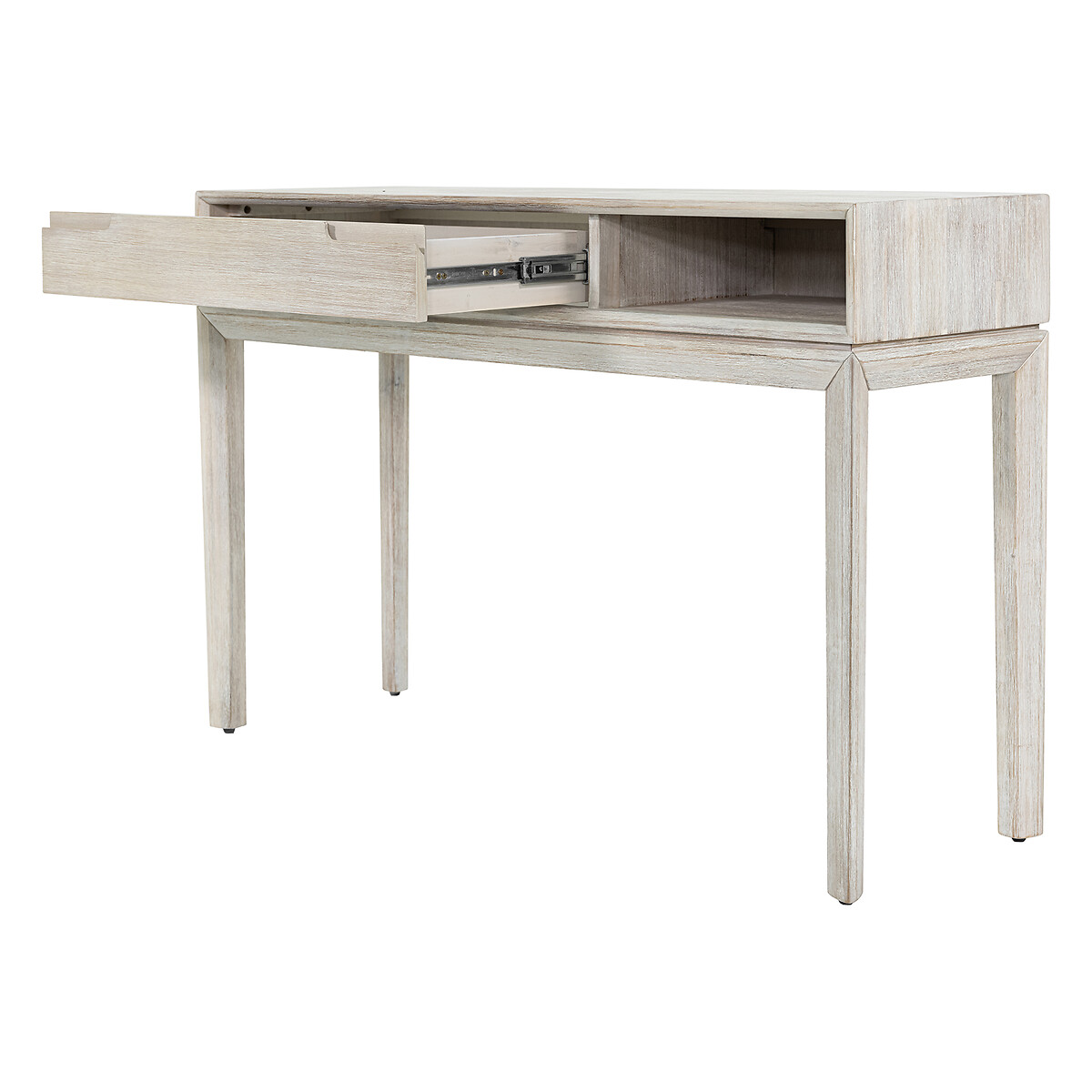 Giano Acacia Wood 1-Drawer Console Table ivory white, SO'HOME