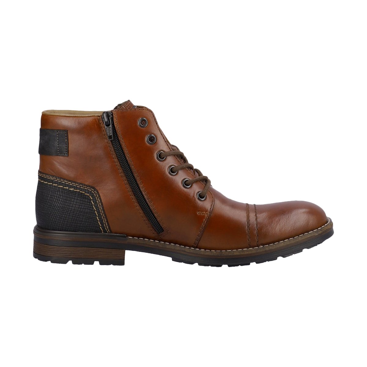 Bottines en cuir marron avec doublure en laine et fermeture zippée marron, RIEKER