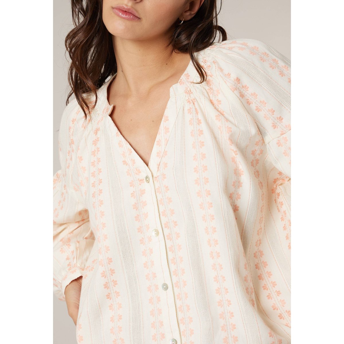 Blouse femme en coton esprit bohème LUCINA peach, DEELUXE