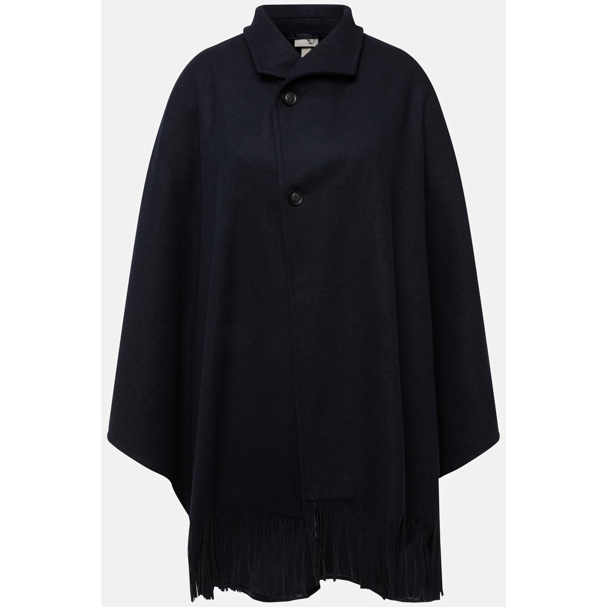 Poncho en laine mélangée à col montant et marine, ULLA POPKEN