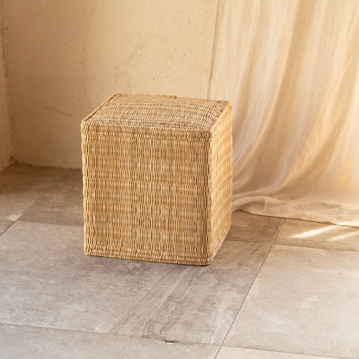 Pouf en paille tressée fait main -  LOJI naturel, HOME MAISON