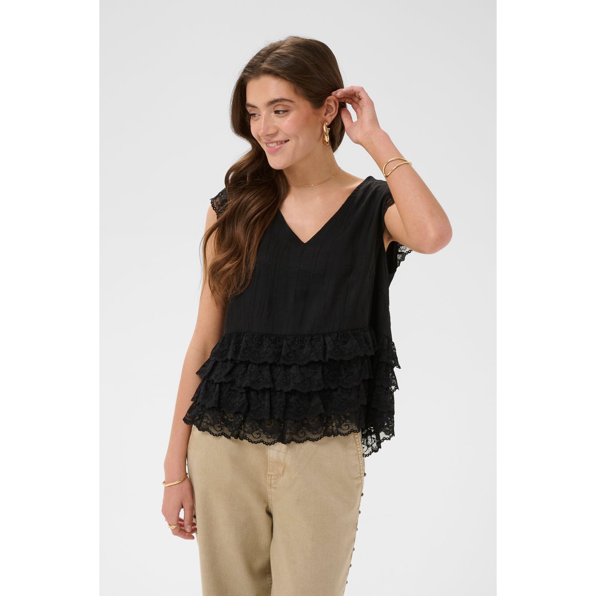 Blouse sans manches noir pitch black, CREAM