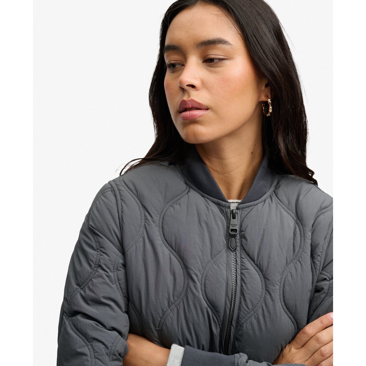 Veste Matelassée Longue ébène, SUPERDRY