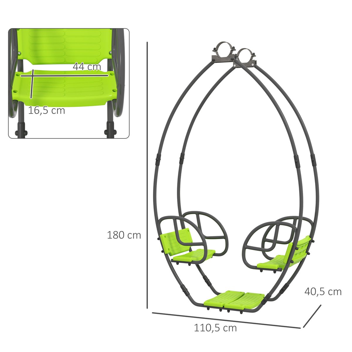 Balançoire pour enfants Métal Vert vert, OUTSUNNY