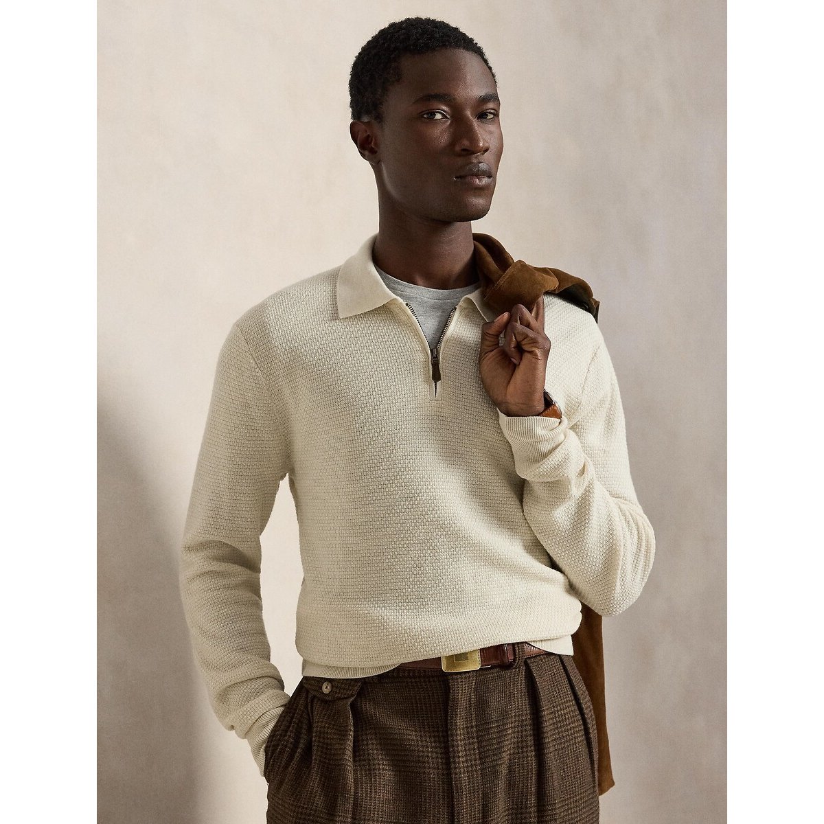 Pull camionneur, en laine mérinos crème, POLO RALPH LAUREN