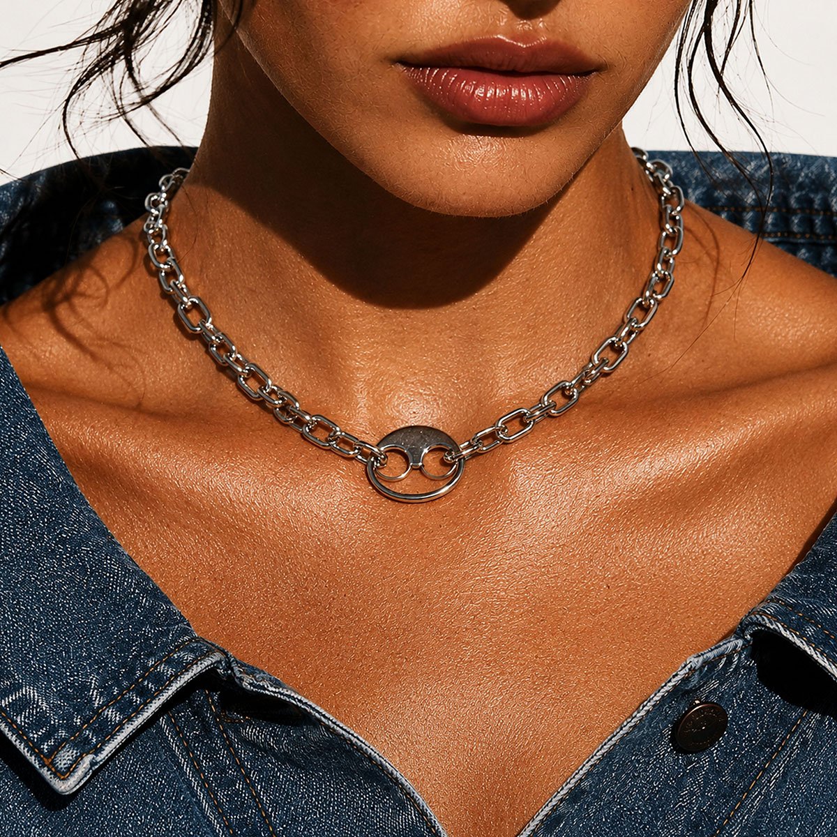 Collier grosse chaîne charm grain de café LISANA argenté, HIPANEMA