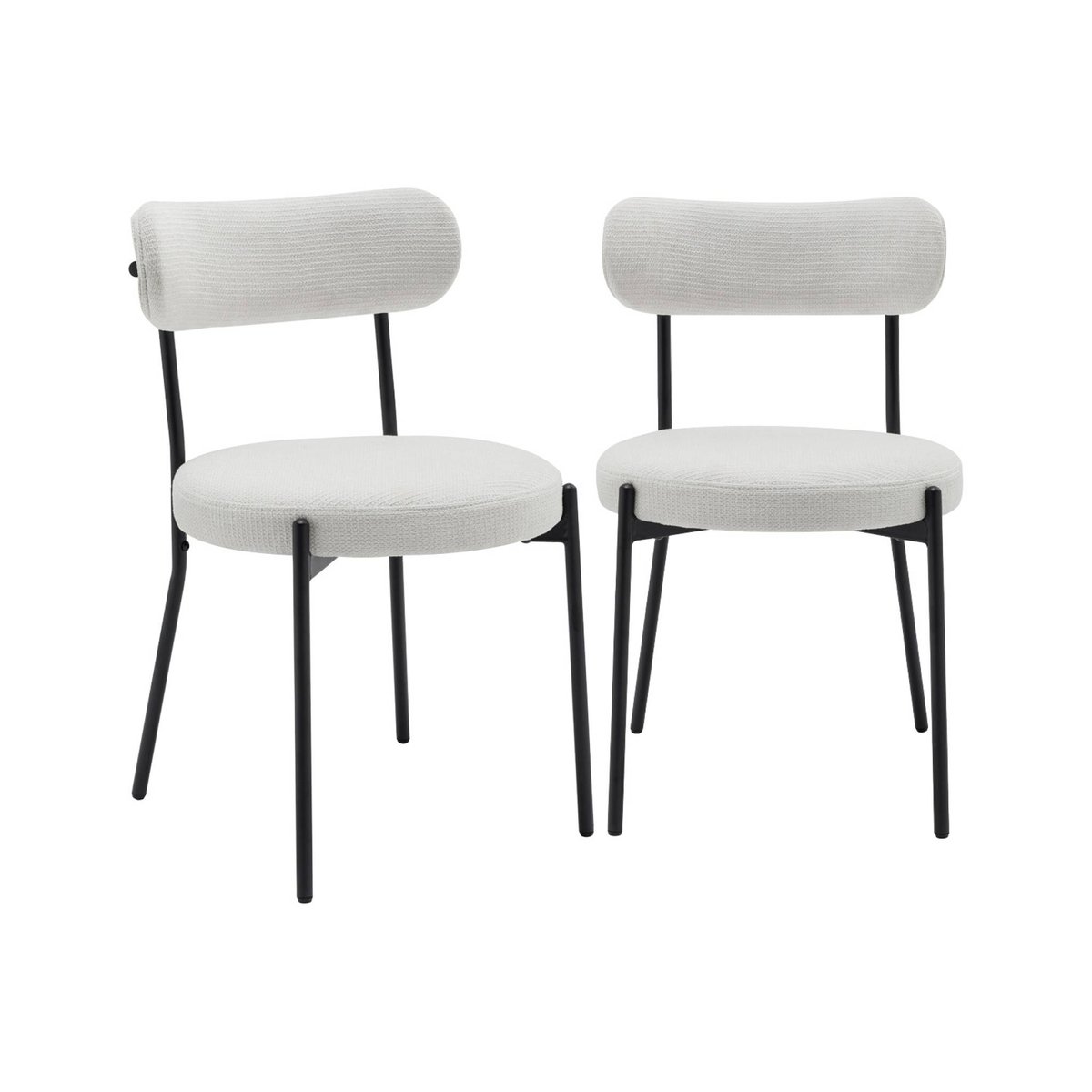 Chaise métal et tissu chenille (lot de 2) LIVIA blanc, SWEEEK