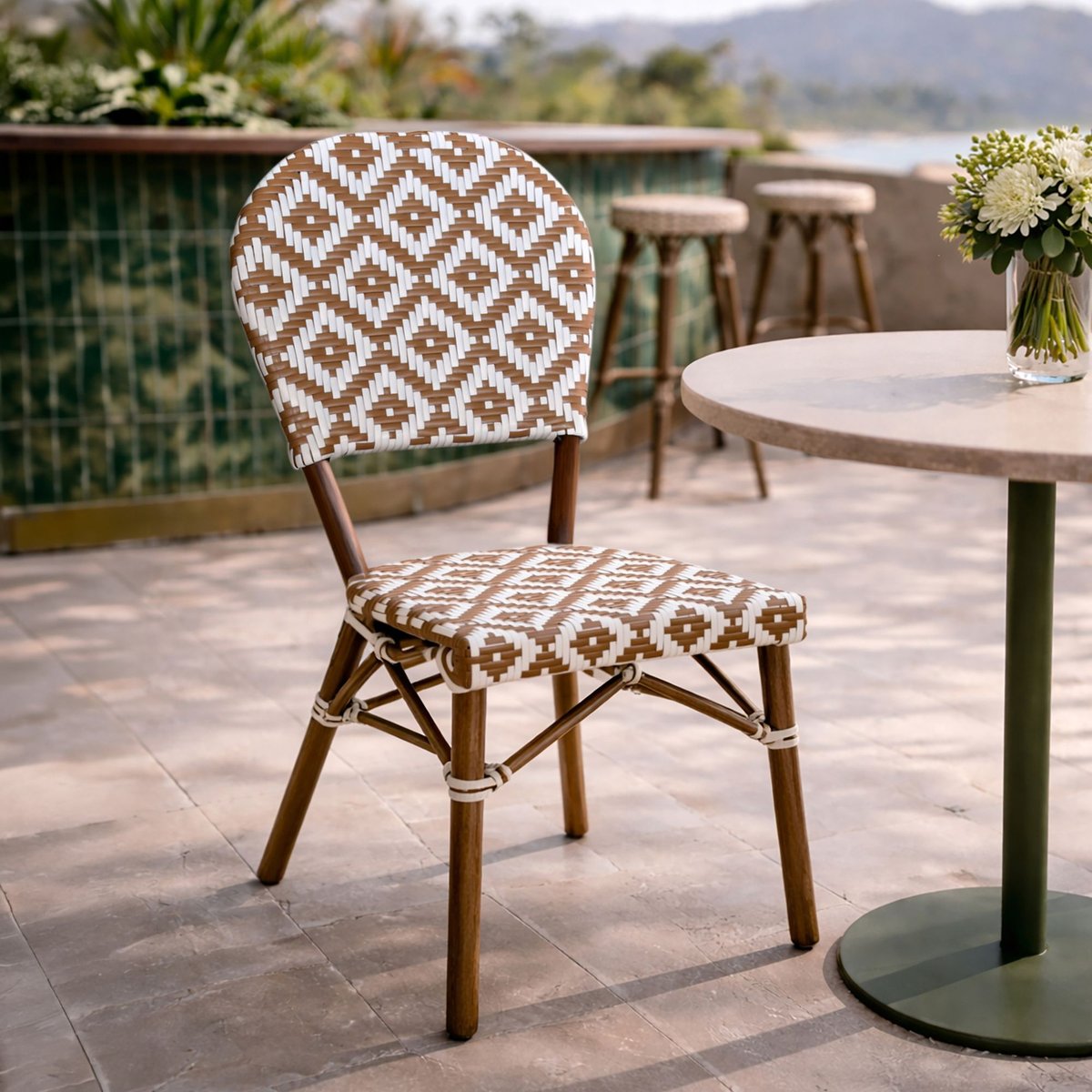 Lot de 2 chaises de terrasse effet rotin naturel, SCALA noisette, NOW'S HOME
