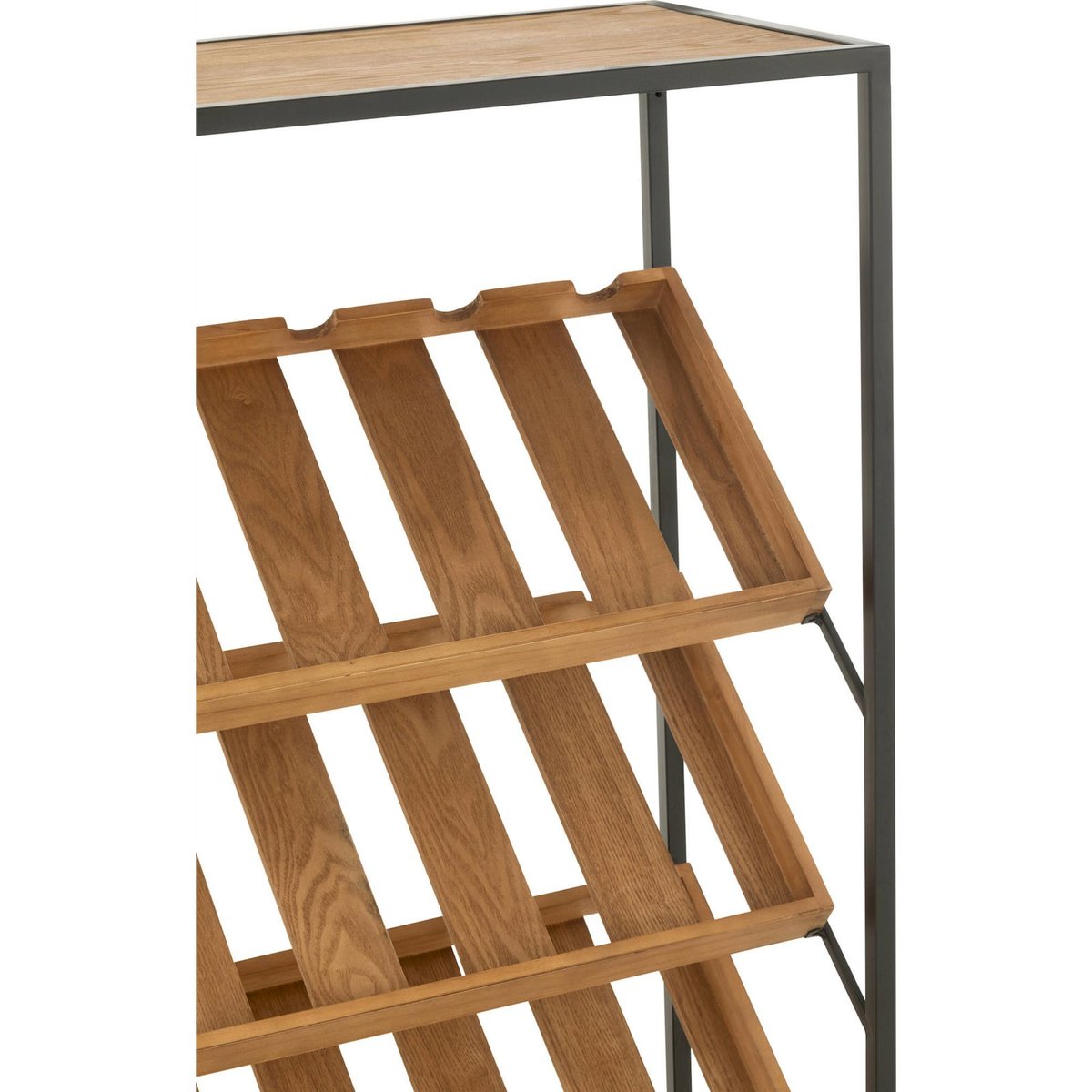 Meuble bar rectangulaire en bois pour rangement bouteilles bois naturel et noir mat, RECOLLECTION