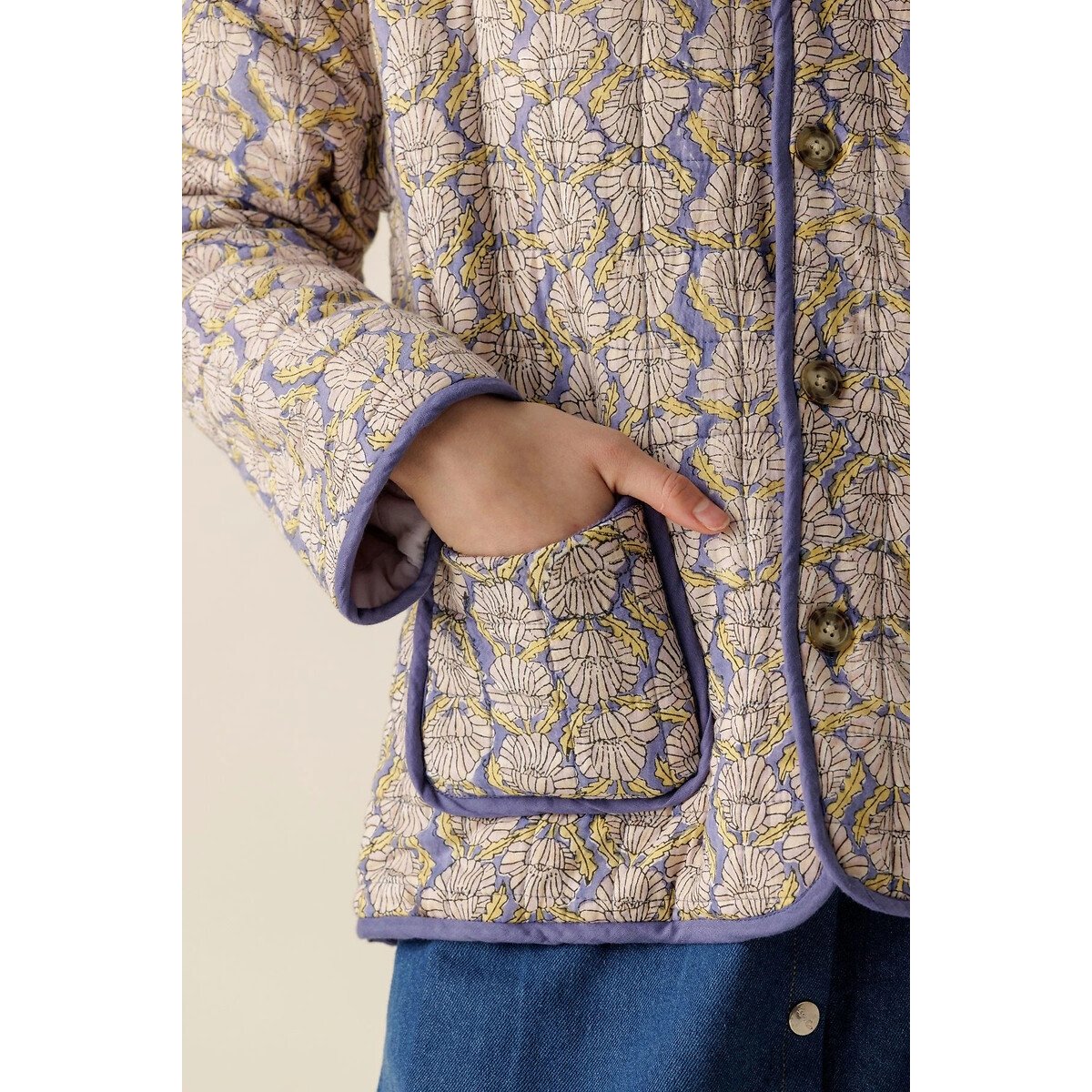 Giacca trapuntata reversibile, VANITA stampa floreale blu, APACHES COLLECTIONS